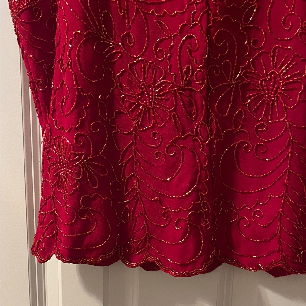 Vintage!!! Pristine condition!! Dressbarn Crimson Floral Embroidered Blouse - Picture 7 of 11